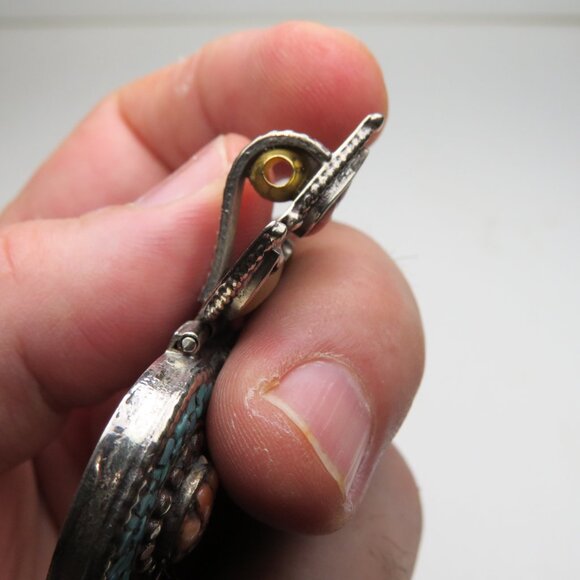 *925 Silver Antique Tibetan Coral Turquoise Pendant - Picture 5 of 8